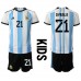 Maillot de foot Argentine Paulo Dybala #21 Domicile vêtements enfant Monde 2022 Manches Courtes (+ pantalon court)